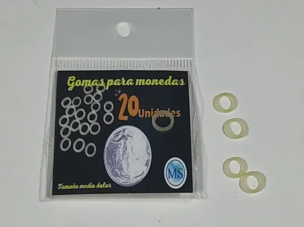 Recambio gomas elásticas para monedas. Tamaño medio dólar