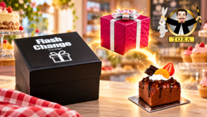 Caja de regalo a pastel, de Tora Magic (Flash Change)